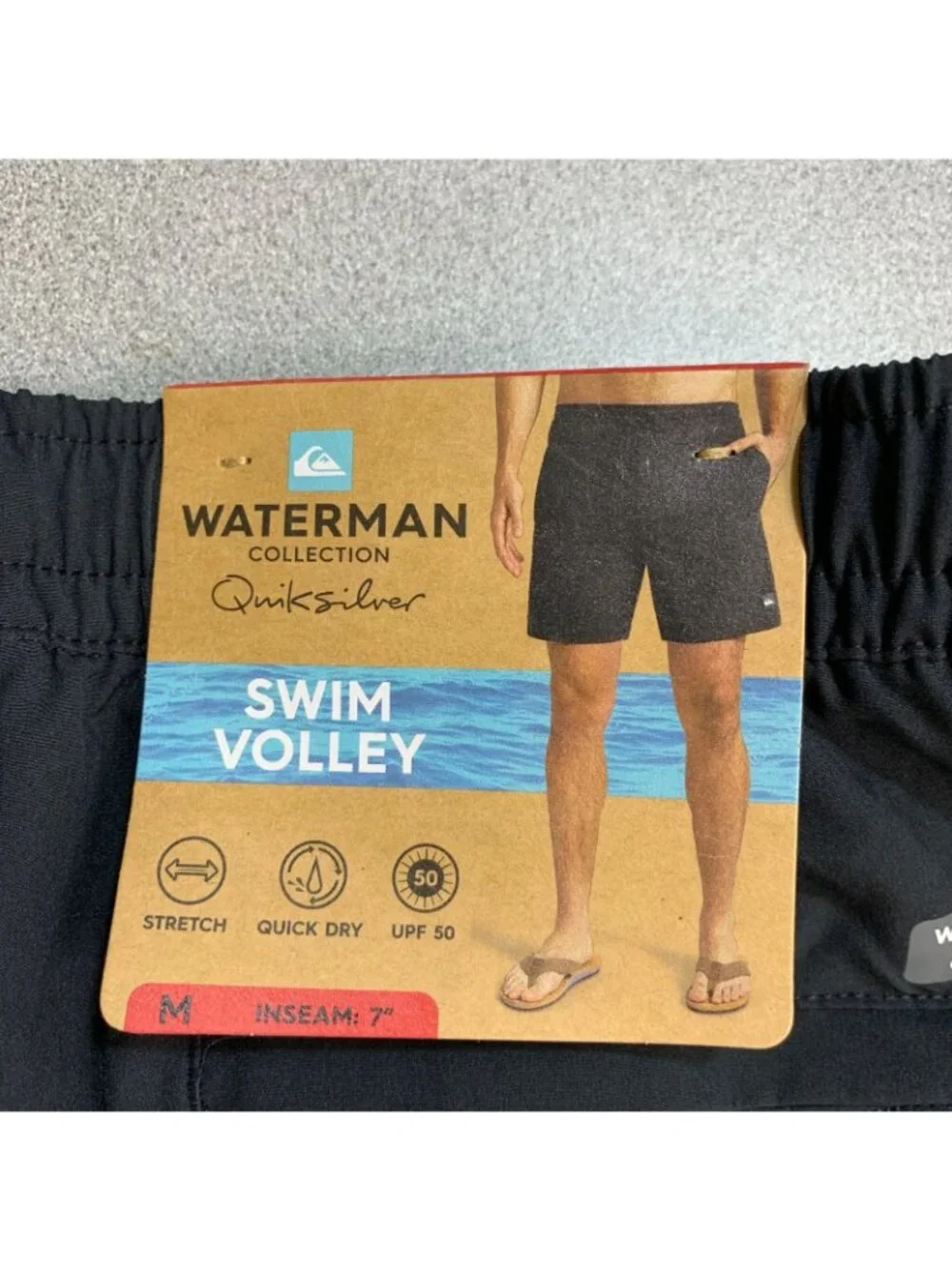 NWT Quiksilver Men's M Waterman Collection Swim Volley Shorts Black Stretch